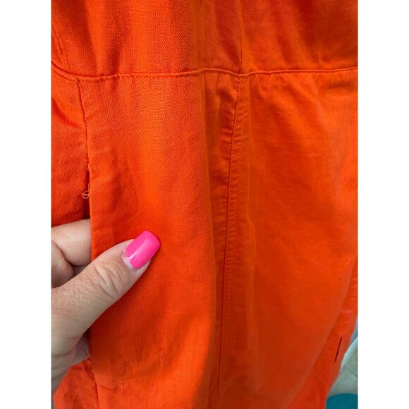 Banana Republic Plus Linen-Blend Midi Dress‎ in Orange Pockets Size 14 - Picture 12 of 13